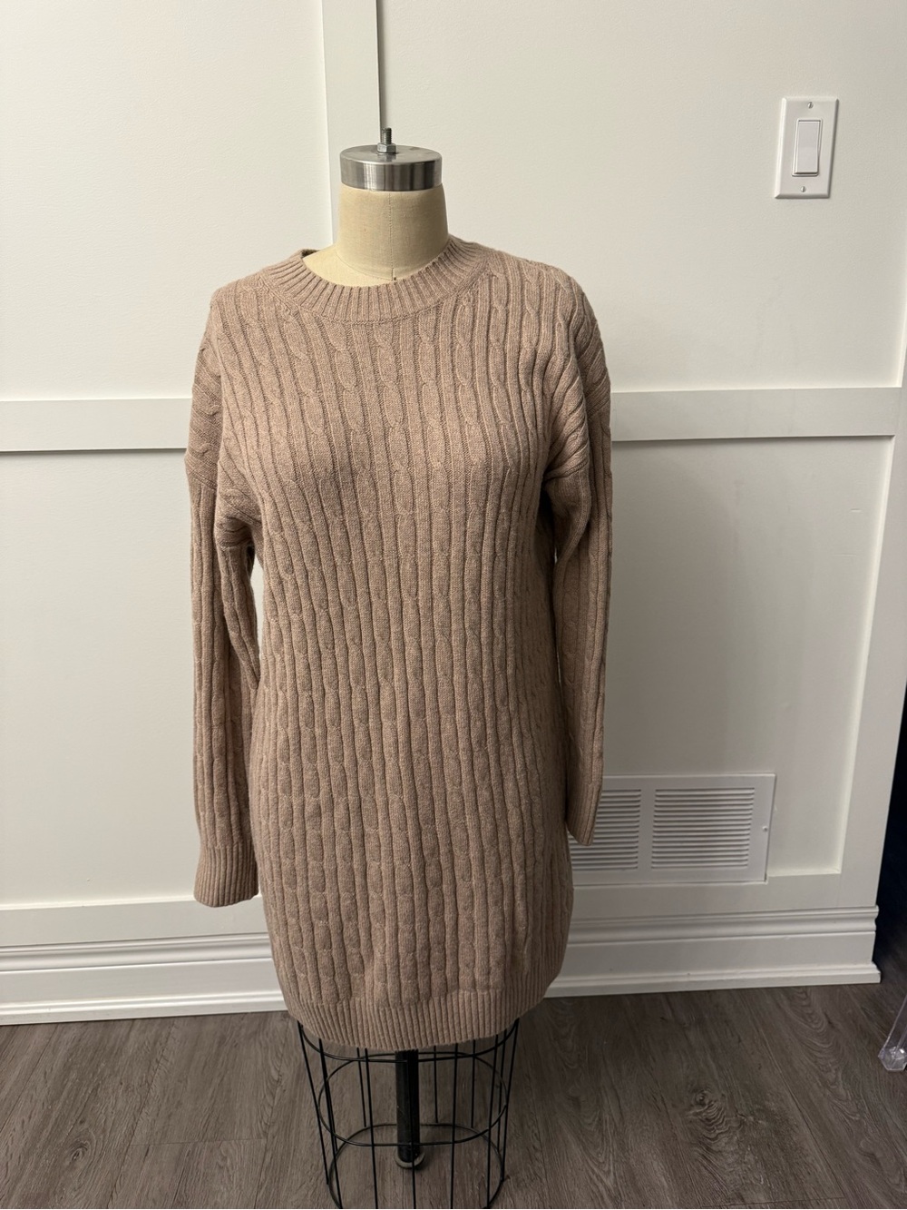 GAP Cable Knit Midi Dress in Taupe